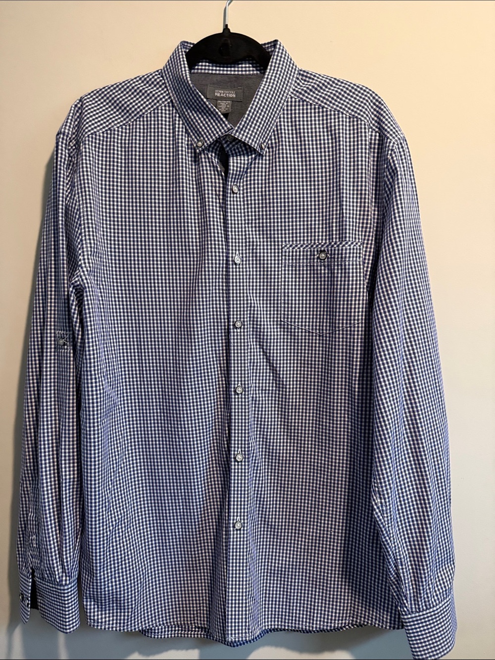 Kenneth Cole Reaction Blue & White Gingham Button-Up Shirt